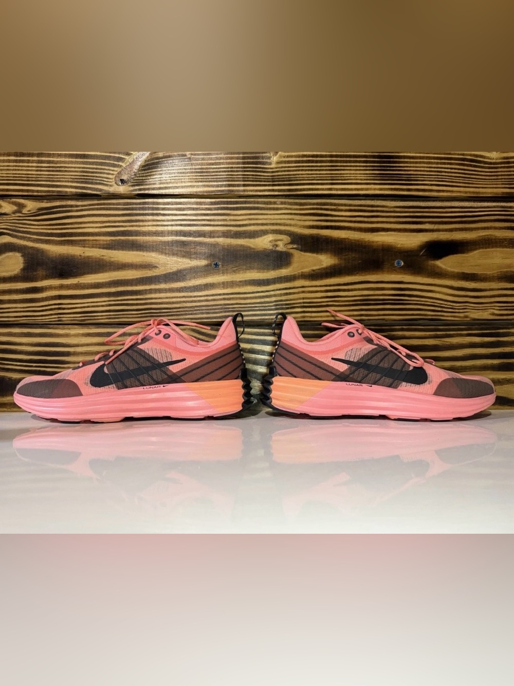 Nike Women's Pink Coral Lunar Running Sneakers